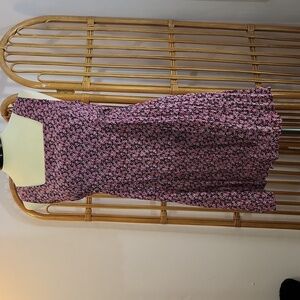 Vintage Espirit summer mini dress size L purple floral pattern yellow accents